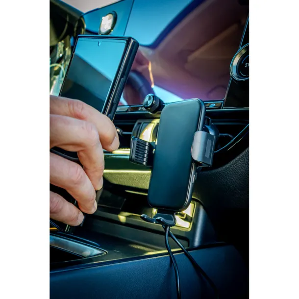 Skyler Mobile phone holder for car, wireless charger 15W Crna