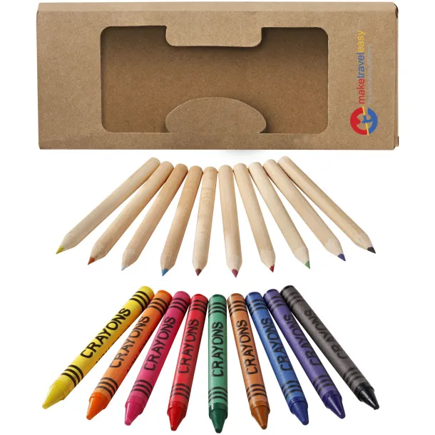 Lucky 19-piece coloured pencil and crayon set Natural