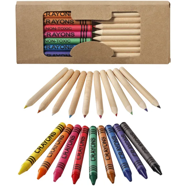 Lucky 19-piece coloured pencil and crayon set - Unbranded Natural