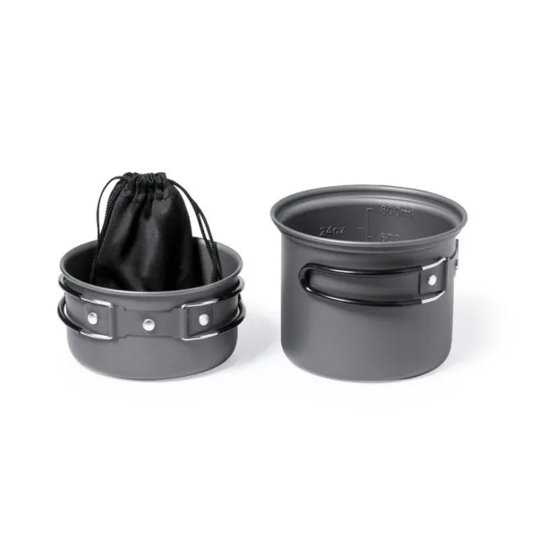  Food containers 2 pcs, 600 ml and 800 ml, cutlery, in RPET pouch black