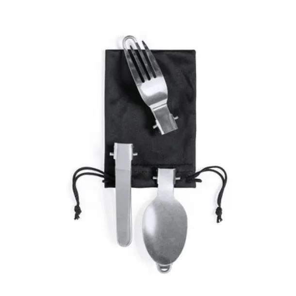  Food containers 2 pcs, 600 ml and 800 ml, cutlery, in RPET pouch black