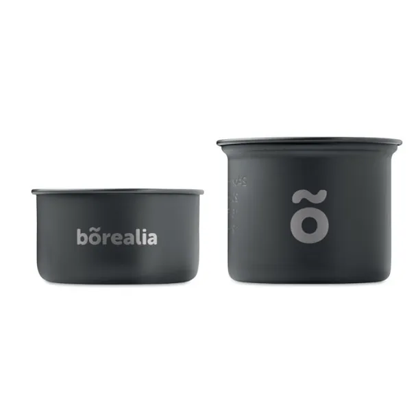 POTTY SET 2 camping pots with cutlery Black