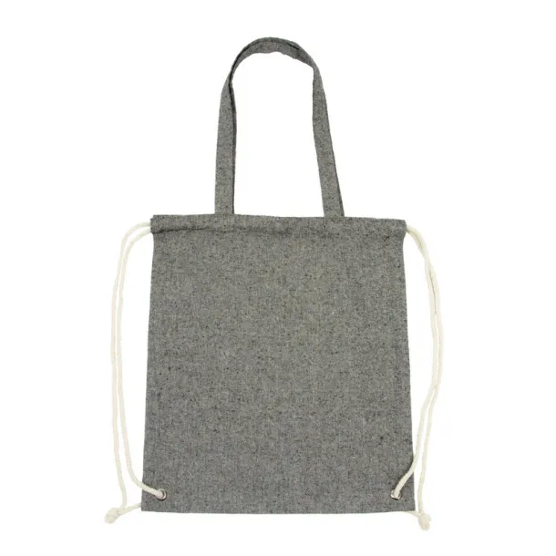 Jamarion Recycled cotton bag 2 in 1, drawstring bag and shopping bag Crna