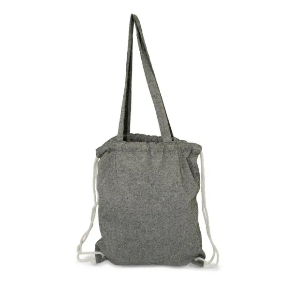 Jamarion Recycled cotton bag 2 in 1, drawstring bag and shopping bag Crna