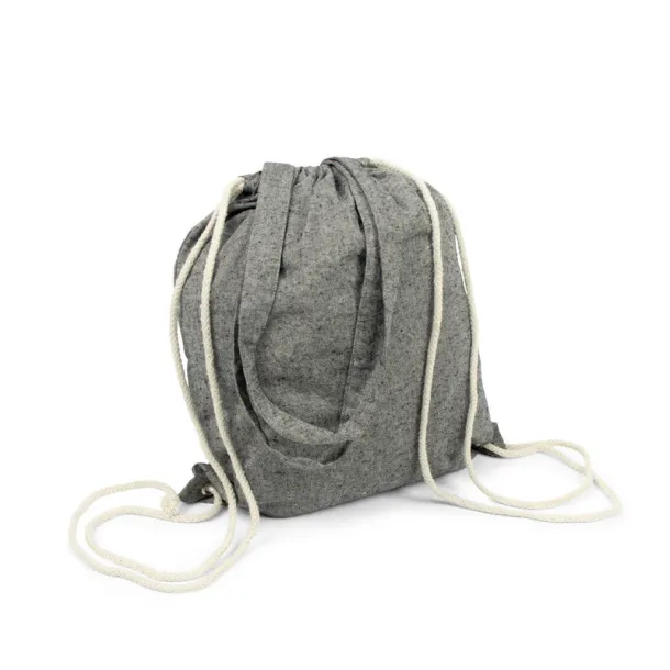 Jamarion Recycled cotton bag 2 in 1, drawstring bag and shopping bag Crna