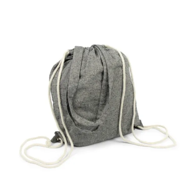Jamarion Recycled cotton bag 2 in 1, drawstring bag and shopping bag Crna