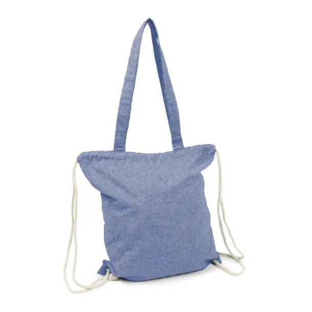 Jamarion Recycled cotton bag 2 in 1, drawstring bag and shopping bag Plava