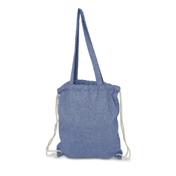 Jamarion Recycled cotton bag 2 in 1, drawstring bag and shopping bag Plava