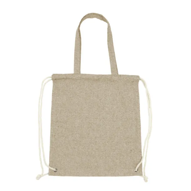 Jamarion Recycled cotton bag 2 in 1, drawstring bag and shopping bag beige