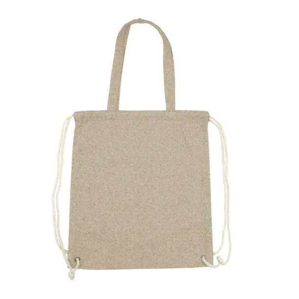 Jamarion Recycled cotton bag 2 in 1, drawstring bag and shopping bag beige