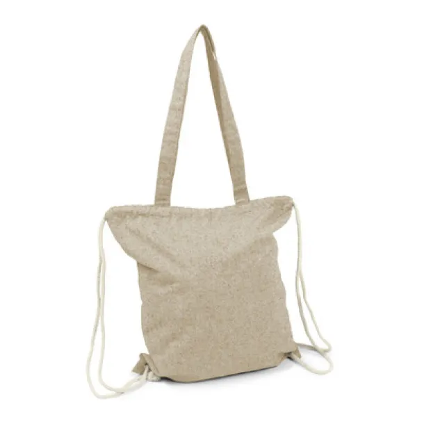 Jamarion Recycled cotton bag 2 in 1, drawstring bag and shopping bag beige