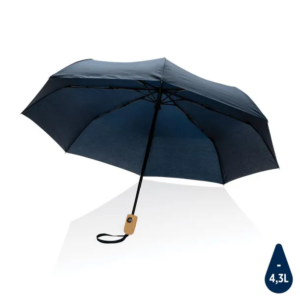  21" Impact AWARE™ RPET bamboo auto open/close umbrella - XD Collection Navy Blue 