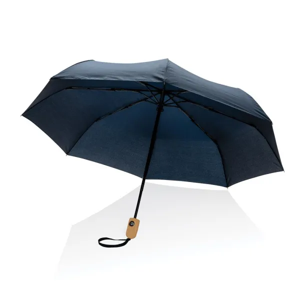  21" Impact AWARE™ RPET bamboo auto open/close umbrella - XD Collection Navy Blue 