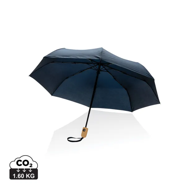  21" Impact AWARE™ RPET bamboo auto open/close umbrella - XD Collection Navy Blue 