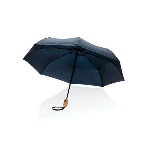  21" Impact AWARE™ RPET bamboo auto open/close umbrella - XD Collection Navy Blue 