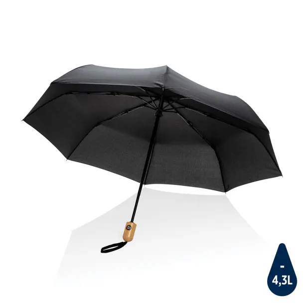  21" Impact AWARE™ RPET bamboo auto open/close umbrella - XD Collection Black 