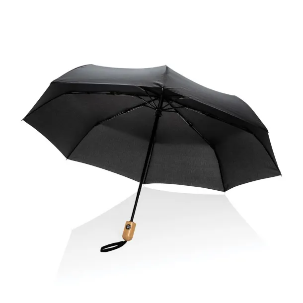  21" Impact AWARE™ RPET bamboo auto open/close umbrella - XD Collection Black 