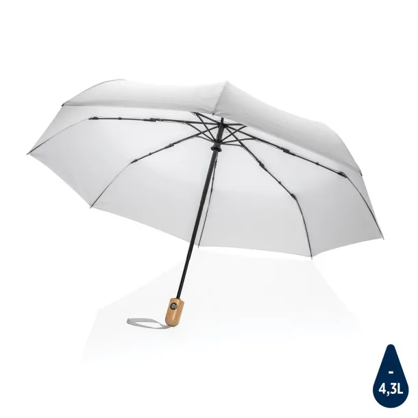  21" Impact AWARE™ RPET bamboo auto open/close umbrella - XD Collection White 