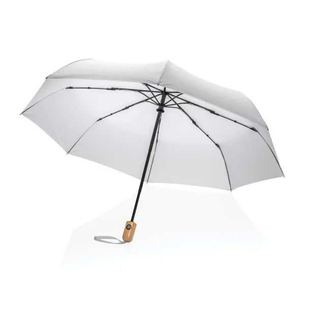  21" Impact AWARE™ RPET bamboo auto open/close umbrella - XD Collection White 