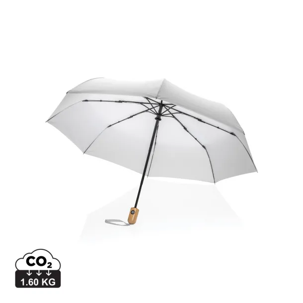  21" Impact AWARE™ RPET bamboo auto open/close umbrella - XD Collection White 