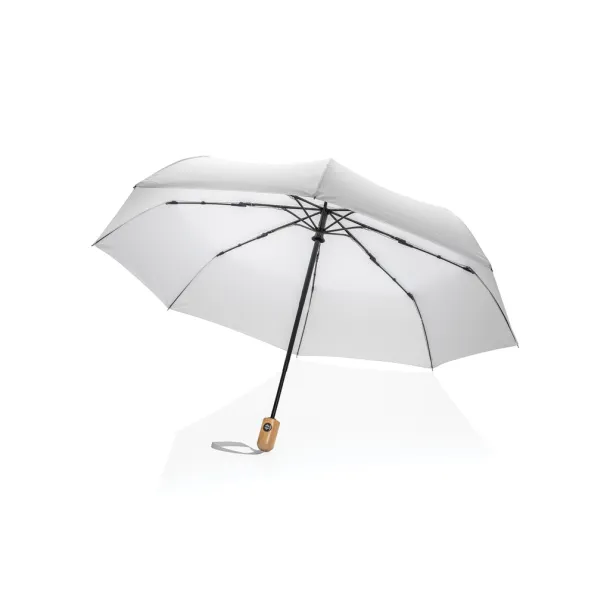  21" Impact AWARE™ RPET bamboo auto open/close umbrella - XD Collection White 