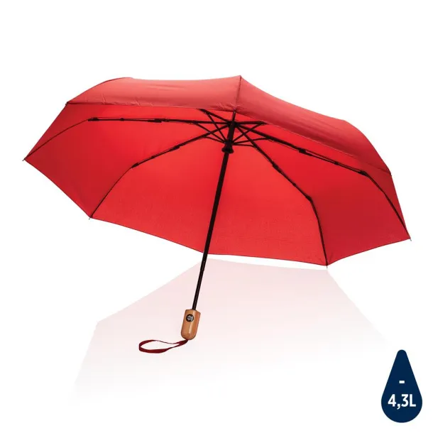  21" Impact AWARE™ RPET bamboo auto open/close umbrella - XD Collection Crvena 