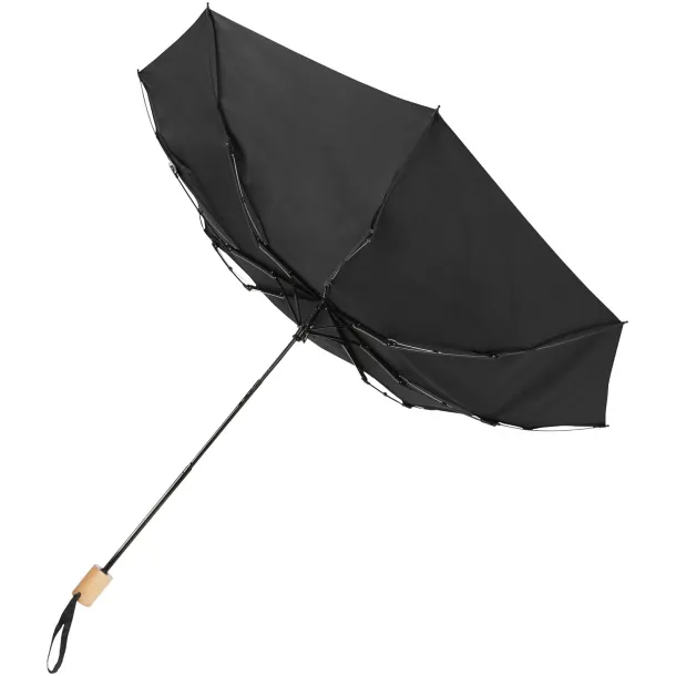 Birgit 21'' foldable windproof recycled PET umbrella - Unbranded Solid black