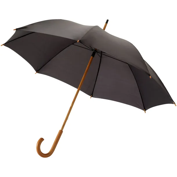 Jova 23" umbrella with wooden shaft and handle - Unbranded Solid black