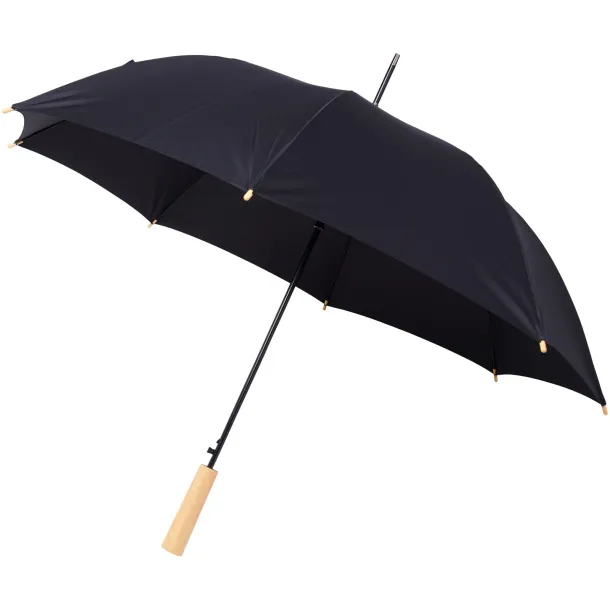 Alina 23" auto open recycled PET umbrella - Unbranded Solid black