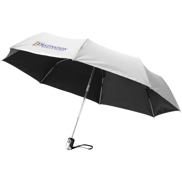 Alex 21.5" foldable auto open/close umbrella Silver Solid black