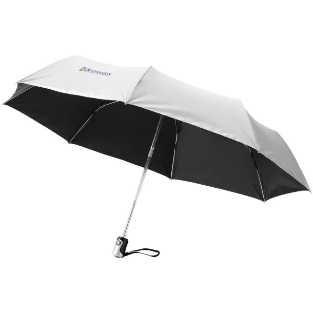 Alex 21.5" foldable auto open/close umbrella Silver Solid black