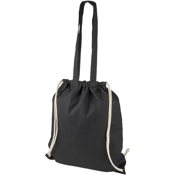 Eliza 240 g/m² cotton drawstring backpack Solid black