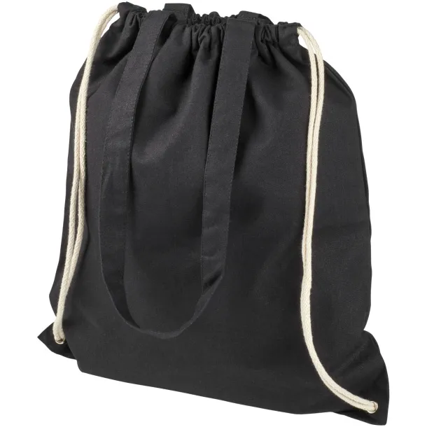 Eliza 240 g/m² cotton drawstring backpack Solid black