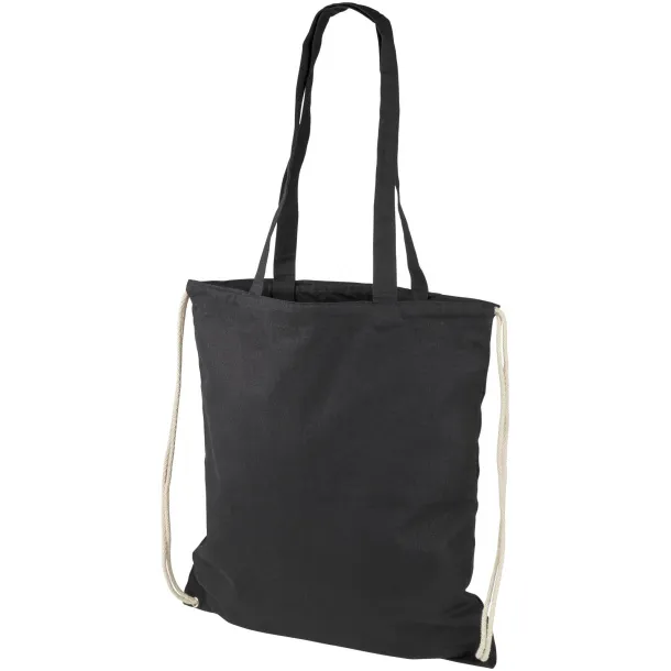 Eliza 240 g/m² cotton drawstring backpack Solid black