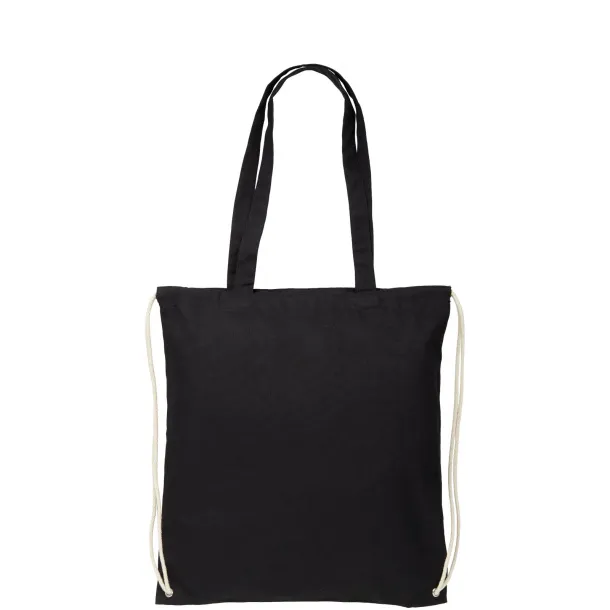 Eliza 240 g/m² cotton drawstring backpack Solid black