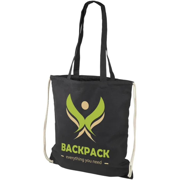 Eliza 240 g/m² cotton drawstring backpack Crna