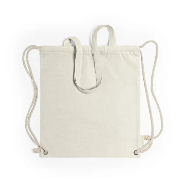  Recycled cotton bag 2 in 1, drawstring bag and shopping bag beige