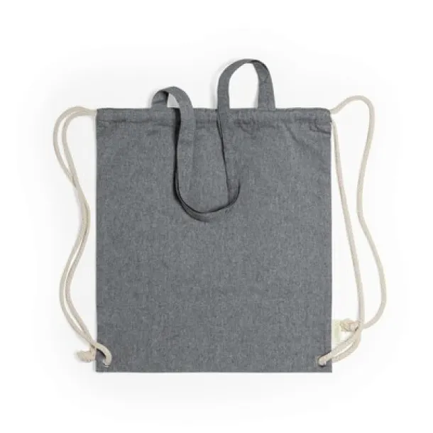  Recycled cotton bag 2 in 1, drawstring bag and shopping bag Crna
