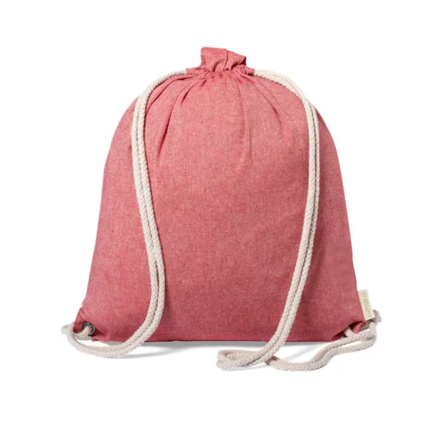  Recycled cotton bag 2 in 1, drawstring bag and shopping bag Crvena