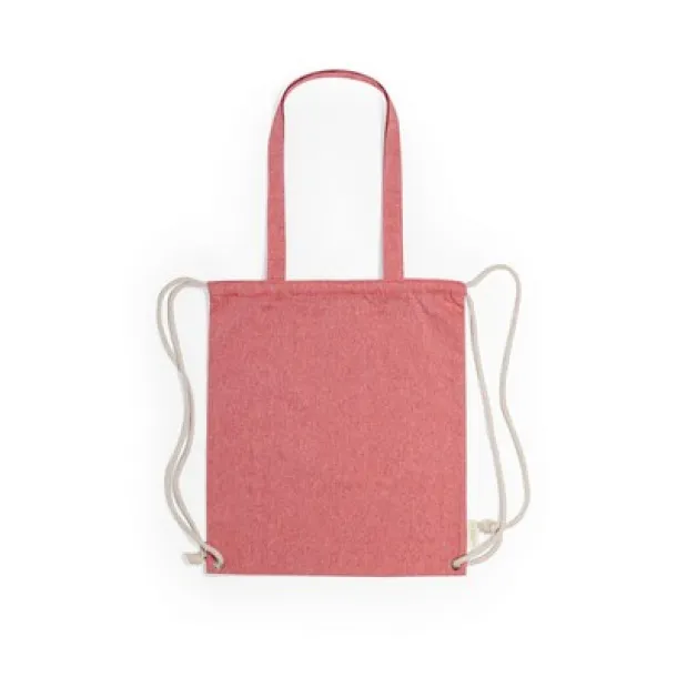  2u1 torba s vezicama za kupovinu od recikliranog pamuka Crvena