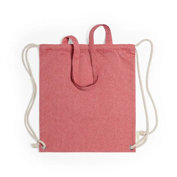  Recycled cotton bag 2 in 1, drawstring bag and shopping bag red