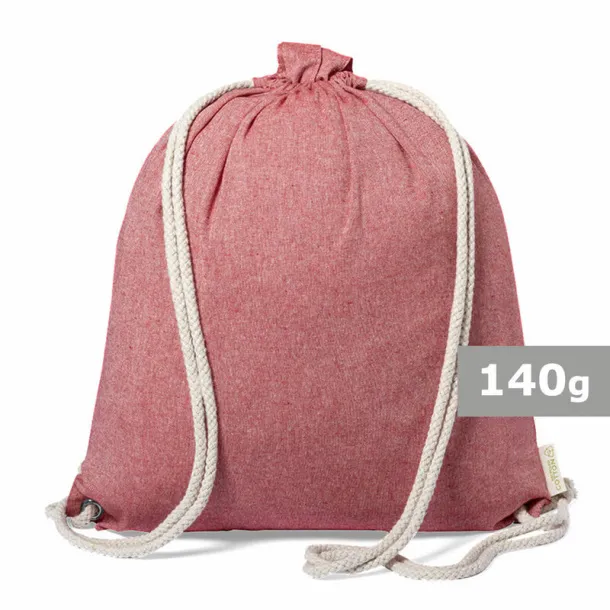  Recycled cotton bag 2 in 1, drawstring bag and shopping bag red