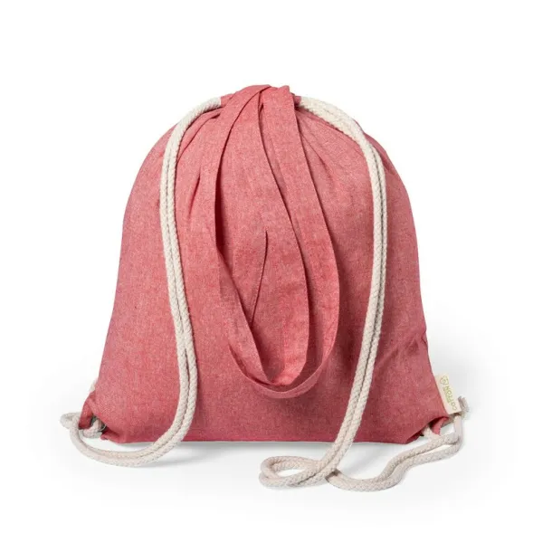  Recycled cotton bag 2 in 1, drawstring bag and shopping bag Crvena