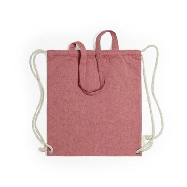  Recycled cotton bag 2 in 1, drawstring bag and shopping bag Crvena