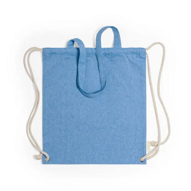  Recycled cotton bag 2 in 1, drawstring bag and shopping bag Plava