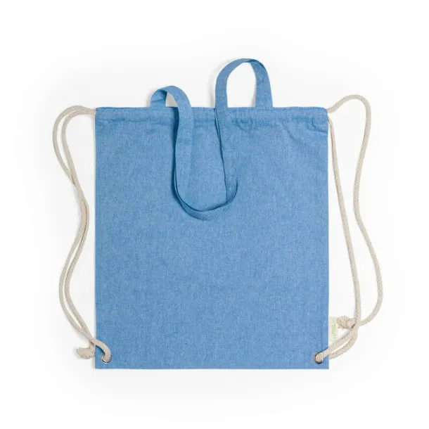  Recycled cotton bag 2 in 1, drawstring bag and shopping bag Plava