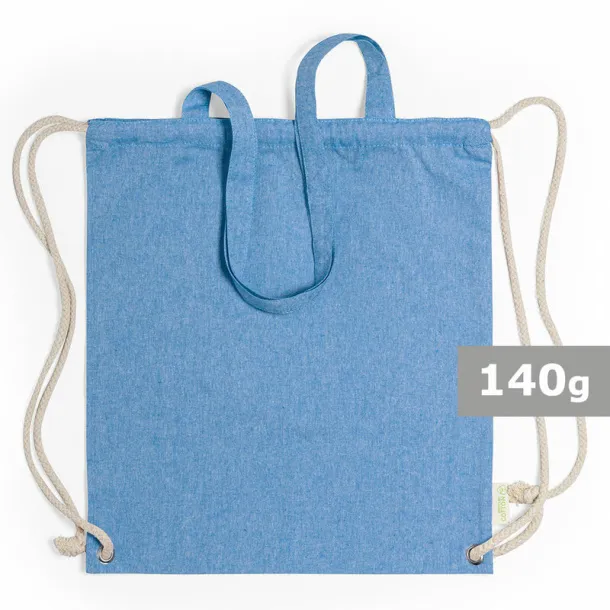  Recycled cotton bag 2 in 1, drawstring bag and shopping bag Plava
