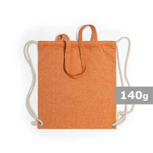  Recycled cotton bag 2 in 1, drawstring bag and shopping bag orange