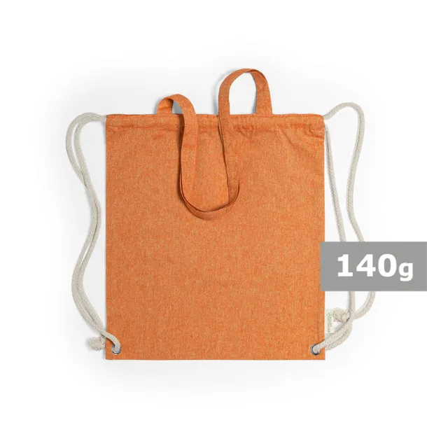  Recycled cotton bag 2 in 1, drawstring bag and shopping bag Narančasta