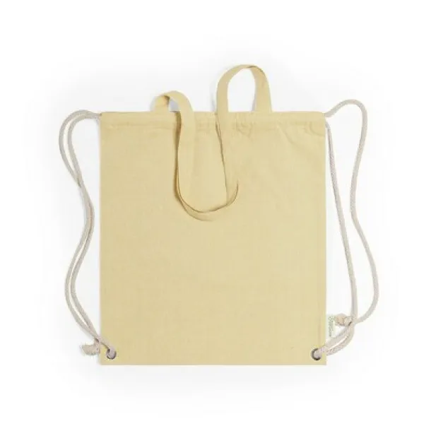  Recycled cotton bag 2 in 1, drawstring bag and shopping bag Žuta